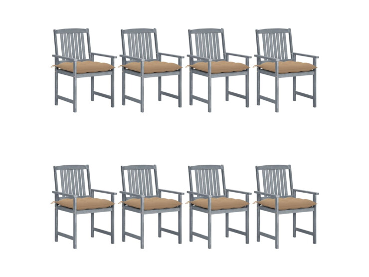 Zahradní židle s poduškami 8 ks masivní akáciové dřevo šedé