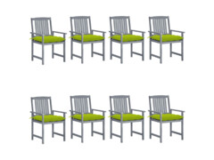 Zahradní židle s poduškami 8 ks masivní akáciové dřevo šedé