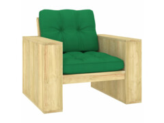 Zahradní židle se zelenými poduškami impregnovaná borovice