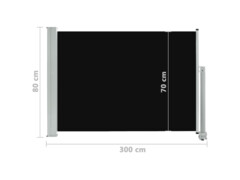 Zatahovací boční markýza / zástěna na terasu 80 x 300 cm černá