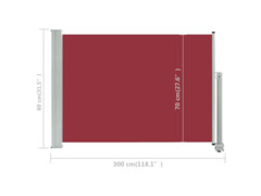 Zatahovací boční markýza / zástěna na terasu 80x300 cm červená