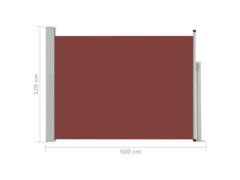 Zatahovací boční markýza/zástěna na terasu 120 x 500 cm hnědá