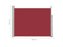 Zatahovací boční markýza/zástěna na terasu 140 x 500 cm červená