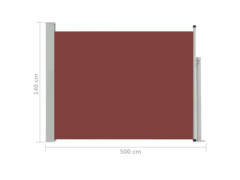 Zatahovací boční markýza/zástěna na terasu 140 x 500 cm hnědá