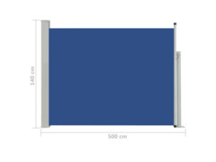Zatahovací boční markýza/zástěna na terasu 140 x 500 cm modrá