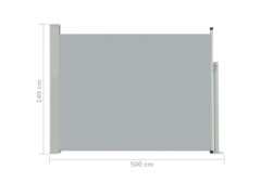 Zatahovací boční markýza/zástěna na terasu 140 x 500 cm šedá