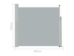 Zatahovací boční markýza/zástěna na terasu 170 x 300 cm šedá