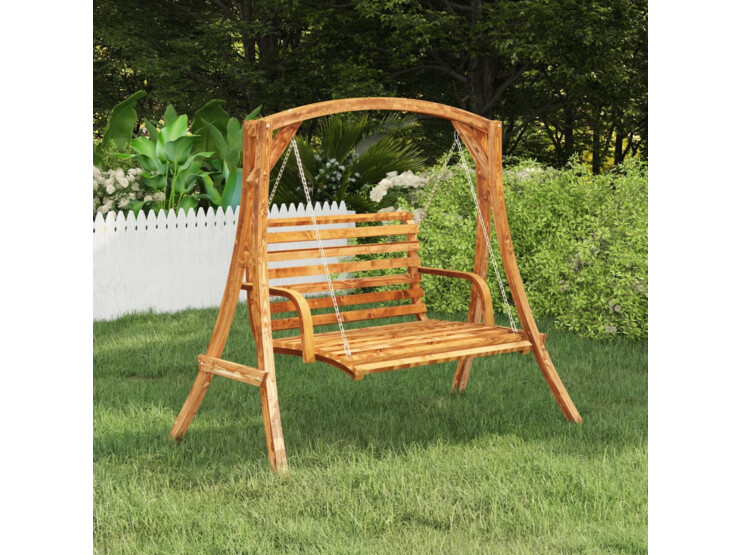 Závěsná lavice ohýbané dřevo s teakovou úpravou 91x130x58 cm