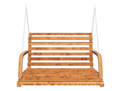 Závěsná lavice ohýbané dřevo s teakovou úpravou 91x130x58 cm