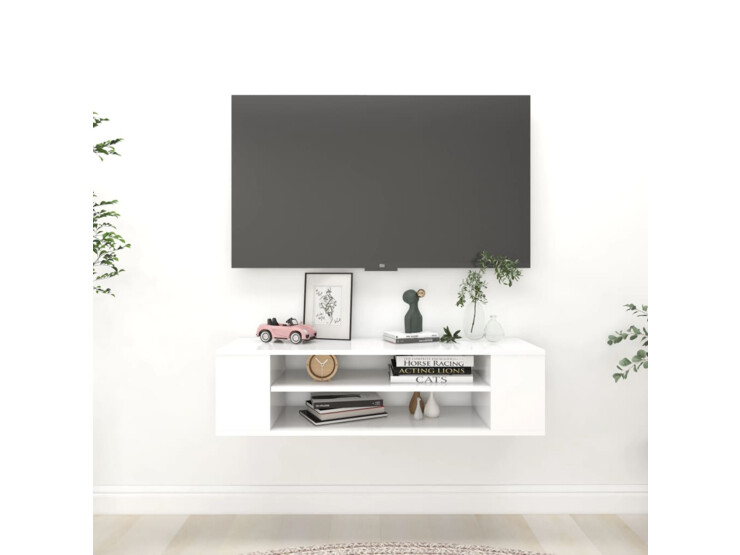 Závěsná TV skříňka bílá 100 x 30 x 26,5 cm dřevotříska