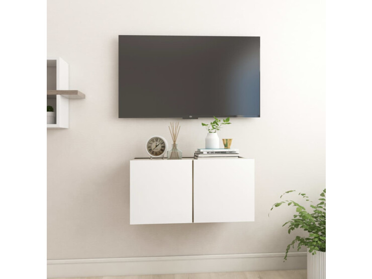 Závěsná TV skříňka bílá a dub sonoma 60 x 30 x 30 cm