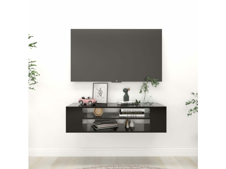 Závěsná TV skříňka černá 100 x 30 x 26,5 cm dřevotříska