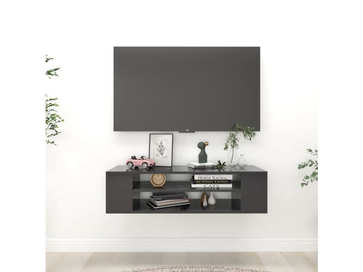 Závěsná TV skříňka šedá 100 x 30 x 26,5 cm dřevotříska