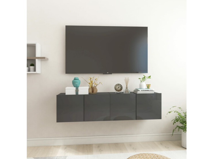 Závěsné TV skříňky 2 ks šedé s vysokým leskem 60 x 30 x 30 cm