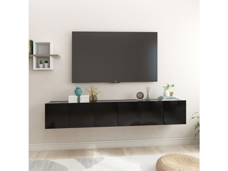 Závěsné TV skříňky 3 ks černé 60 x 30 x 30 cm