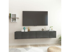 Závěsné TV skříňky 3 ks šedé s vysokým leskem 60 x 30 x 30 cm