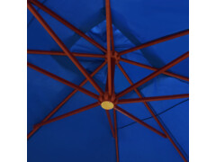 Závěsný slunečník s dřevěnou tyčí 400 x 300 cm modrý
