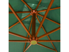 Závěsný slunečník s dřevěnou tyčí, 300x300 cm, zelená