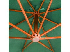 Závěsný slunečník s dřevěnou tyčí, 350 cm, zelený