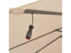 Závěsný slunečník s kovovou tyčí a LED světlem pískový 300 cm