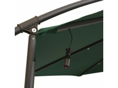 Závěsný slunečník s kovovou tyčí a LED světlem, zelený, 300 cm