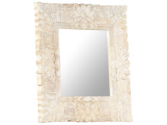 Zrcadlo bílé 50 x 50 cm masivní mangovníkové dřevo