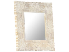 Zrcadlo bílé 50 x 50 cm masivní mangovníkové dřevo