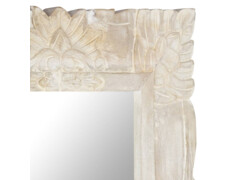 Zrcadlo bílé 80 x 50 cm masivní mangovníkové dřevo