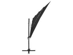 4stupňový slunečník s hliníkovou tyčí černý 250 x 250 cm