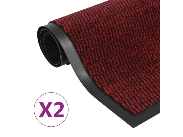  Protiprachové obdélníkové rohožky 2 ks všívané 40x60 cm červené