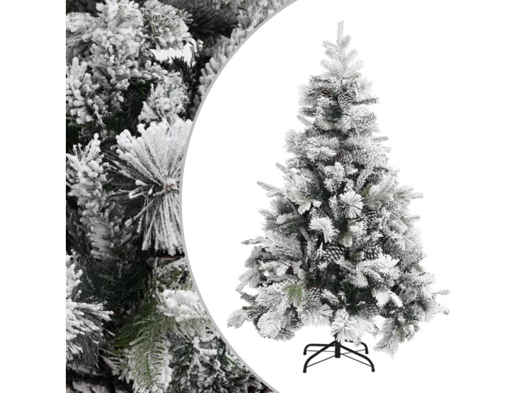  Vánoční stromek se sněhem a šiškami 150 cm PVC a PE