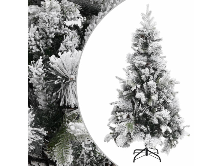  Vánoční stromek se sněhem a šiškami 225 cm PVC a PE