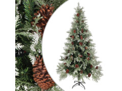  Vánoční stromek se šiškami zelenobílý 225 cm PVC a PE