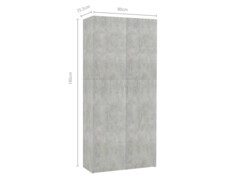  Botník betonově šedý 80 x 35,5 x 180 cm dřevotříska