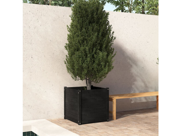  Zahradní truhlík černý 60 x 60 x 60 cm masivní borovice