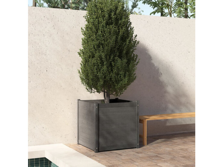  Zahradní truhlík šedý 70 x 70 x 70 cm masivní borovice