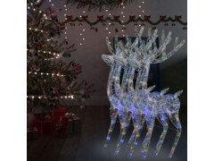  XXL Akryloví vánoční sobi s 250 vícebarevnými LED 3 ks 180 cm