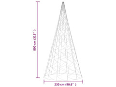  Vánoční stromek na stožár 3000 studených bílých LED diod 800 cm