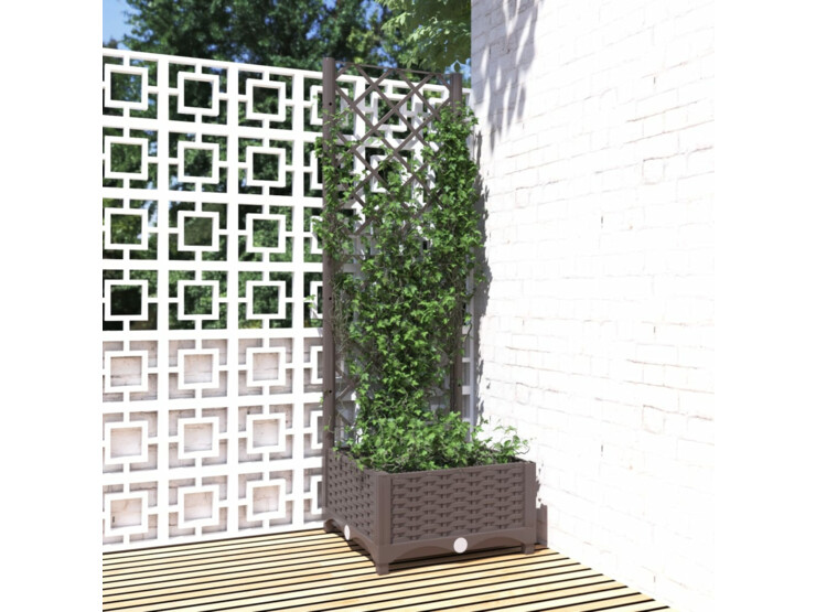  Zahradní truhlík s treláží hnědý 40 x 40 x 121,5 cm PP