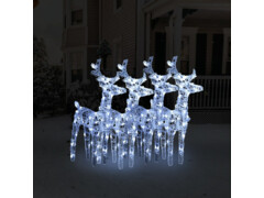  Vánoční sobi 4 ks 160 studených bílých LED diod akryl