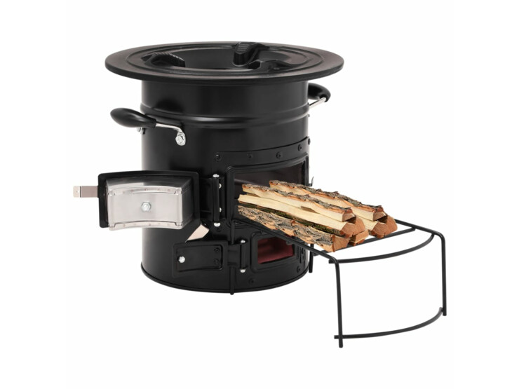  Kempingový vařič na dřevo Černá 50x33,5x30,5 cm ocel