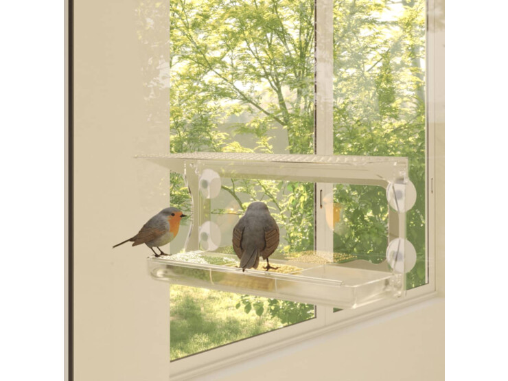  Okenní krmítka pro ptáky 2 ks akryl 30 x 12 x 15 cm