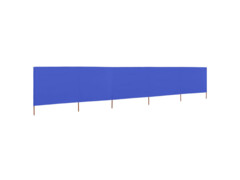 5dílná zástěna proti větru látková 600 x 80 cm azurově modrá
