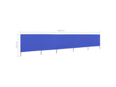 5dílná zástěna proti větru látková 600 x 80 cm azurově modrá