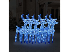  Vánoční sobi 6 ks 240 modrých LED diod akryl