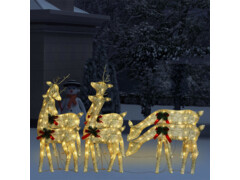  Vánoční sobi 6 ks zlatí teplé bílé LED diody síťovina