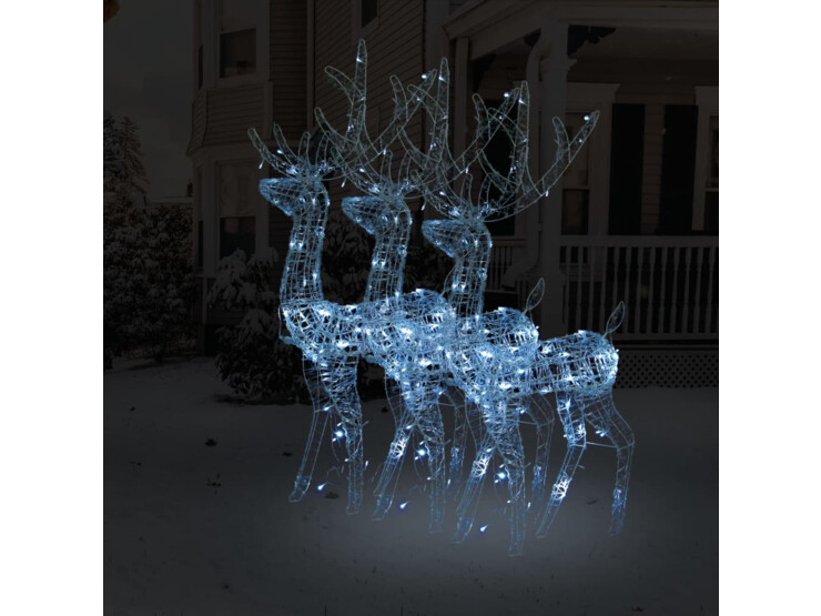  Vánoční dekorace akryloví sobi 3 ks 120 cm teplé chladná bílá