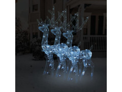  Vánoční dekorace akryloví sobi 3 ks 120 cm teplé chladná bílá
