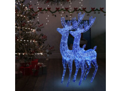  XXL Akryloví vánoční sobi s 250 modrými LED 2 ks 180 cm