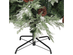  Vánoční stromek s LED diodami a šiškami zelenobílý 150cm PVC+PE
